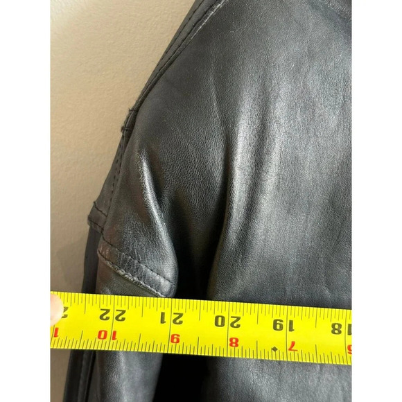 Marc Andrew Mens Long Sleeve Zip Up Motorcycle Leather Bomber Jacket Black Sz XL - Picture 8 of 16